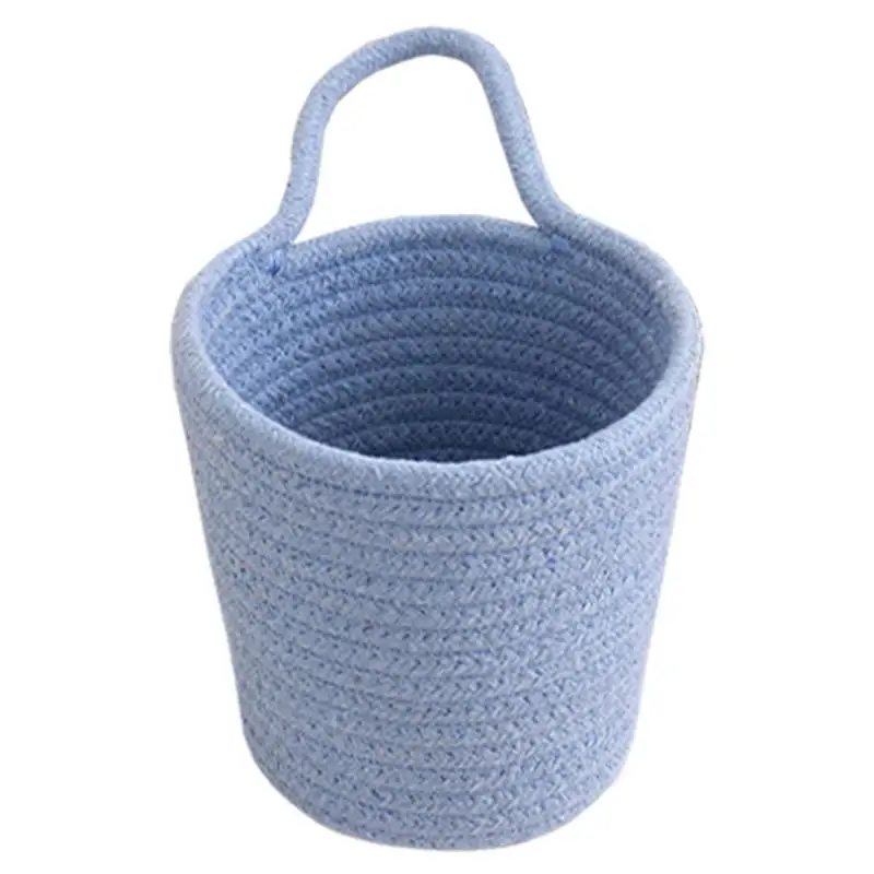 Handmade Woven Organizer Container Cotton Rope Storage Basket Wall Basket With Handle Child Toy Storage Vegetable Rope Bins