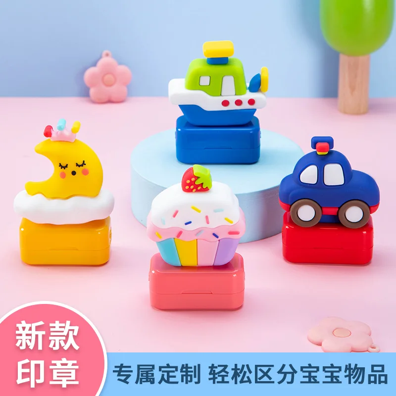 Name Stamp Paints Engraved Waterproof Non-fading Clothing Name Seal for Personal Student Child Baby Kindergarten Cartoon