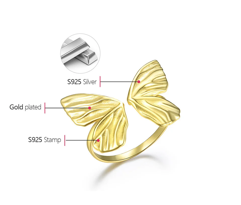 Silver Adjustable Vintage Butterfly Rings