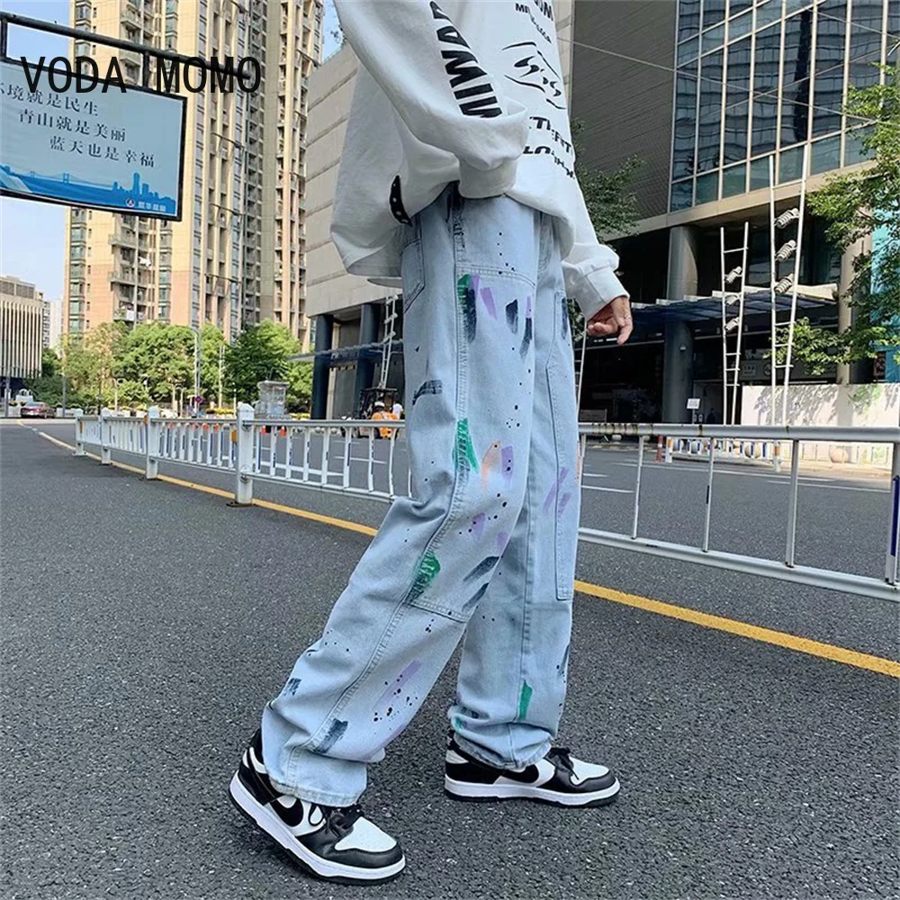 Men'S Jeans Pants Casual Vintage Baggy Clothing Straight Leg Trousers Korean Fashion Man Streetwear Pop Harajuku Pants Men Jeans