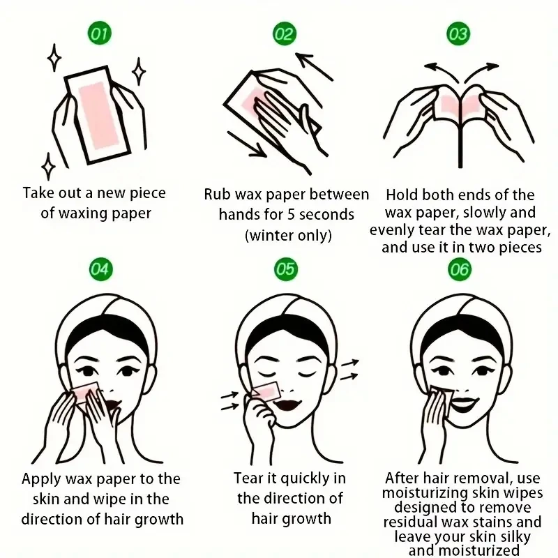 6/12/24/36pcs mild wax strips, not irritating, easy to use, hair removal wax paper, portable travel for men and women