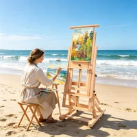 Studio Easel for Painting Artist Professional Easel Painting Art Easel Stand 60x65x140-300CM Wooden H Easel for Double Canvas Adjustable & Mobile For Artists Students 6