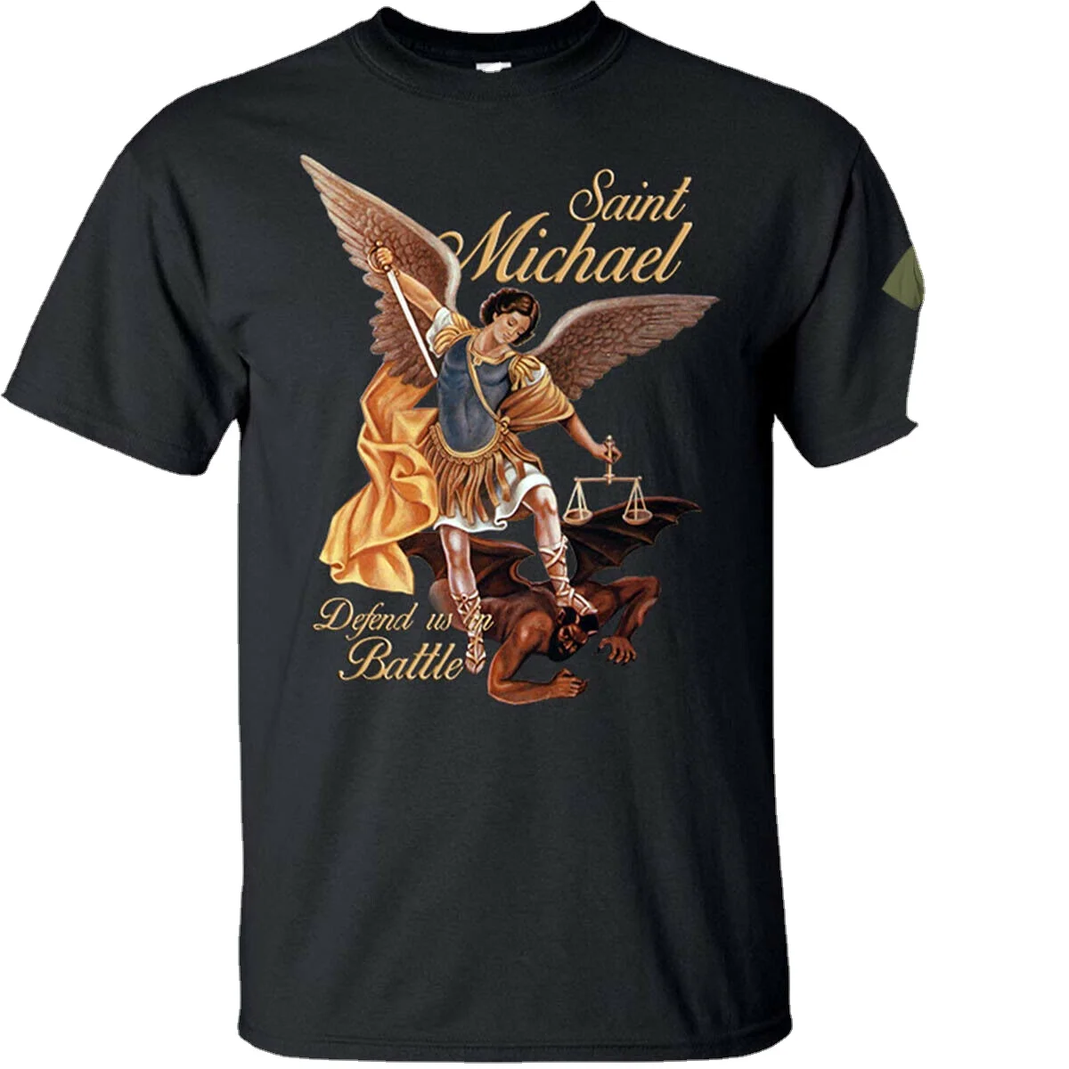 

Saint Michael Defend Us In Battle Catholic Christian Men's T-Shirt. Summer Cotton Short Sleeve O-Neck Unisex T Shirt New S-3XL