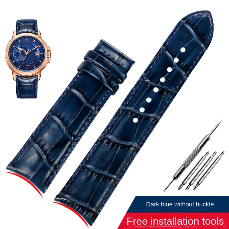 thumbnail image 1 of Correa de reloj de piel de vaca con extremo curvo universal de 20, 21 y 22 mm para Rossini, Tissot, Citizen, Seiko, Jaeger-LeCoultre, correa de reloj para hombre con boca de arco, 1 of 5