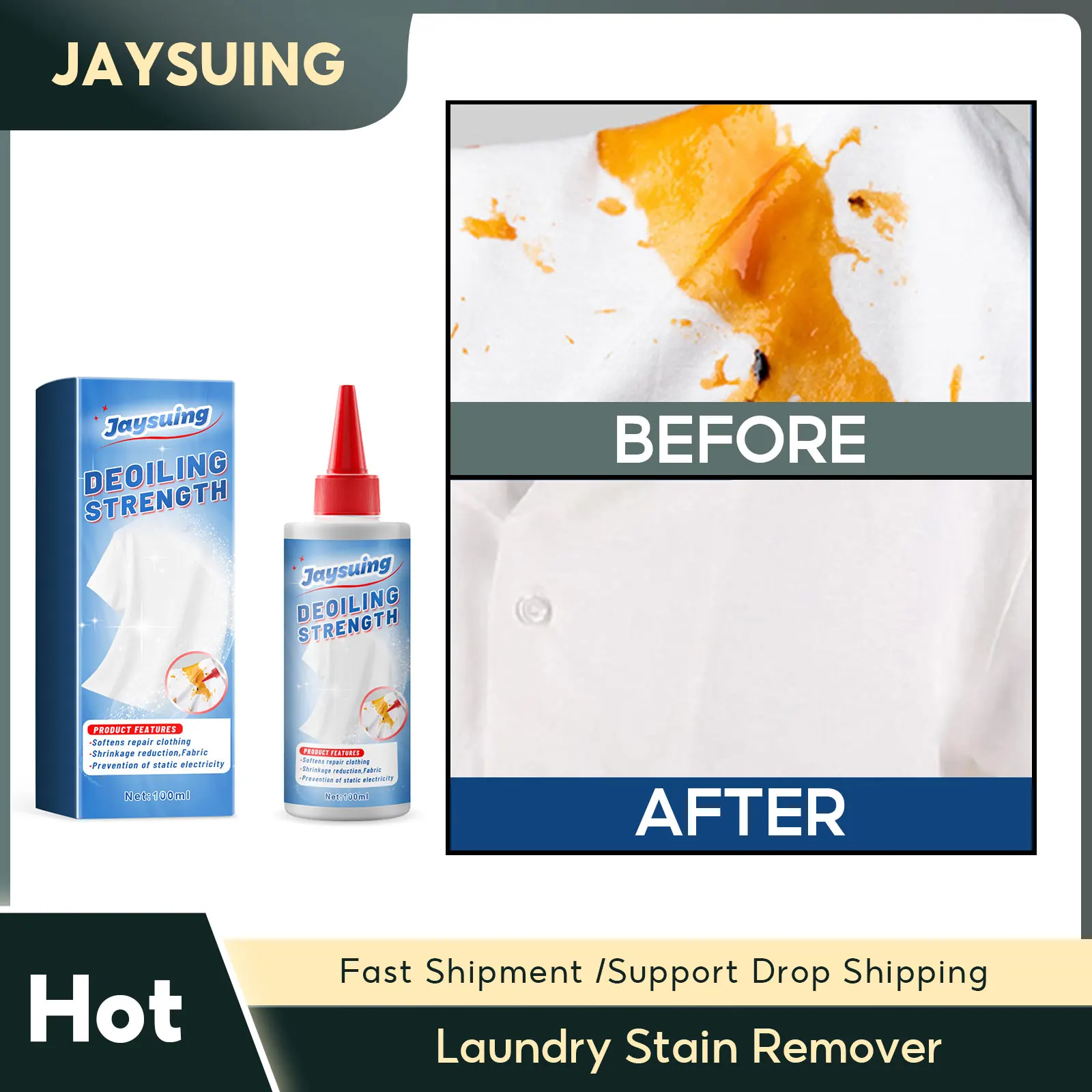 Laundry Stain Remover Clothes Decontamination Cleaner down Jacket Oil Yellow Stain Cleaner Efficient Fabric Removal Agent