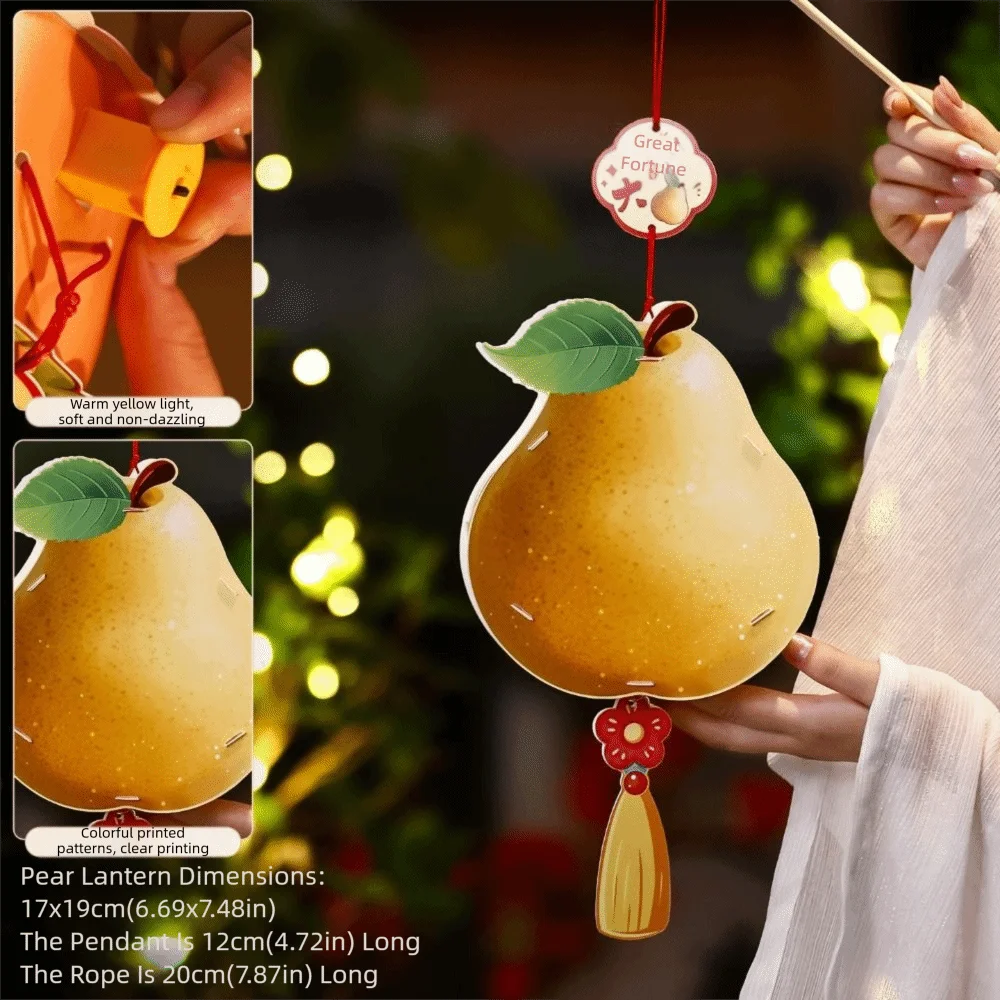 Handmade Persimmon Lantern Decorative with Tassel Blessing Handheld Lantern Material Package Glowing Props Chinese Style Lantern