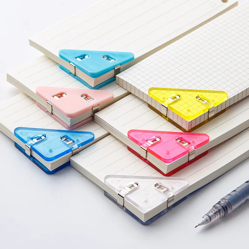 

10pcs Triangle Paper Clip Book Corner Clips Kawaii File Index Photo Clamp Page Holder Organizer Korean Stationery Office School