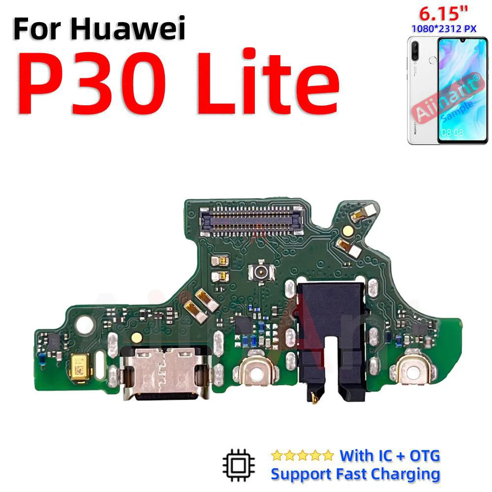 Aiinant USB Charger Dock Mic Connector Port Charging Board Flex Cable For Huawei P20 P30 Lite Plus Pro 2017 2018 Phone Parts