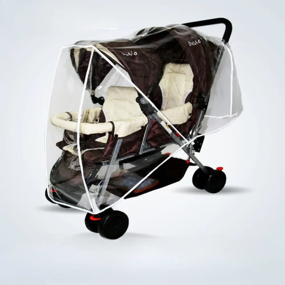 Universal Double Double Front and Rear Left and Right Seat Rain Cover Raincoat Stroller Transparent Rain Cover Windproof Cover