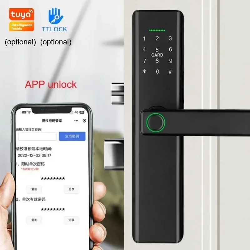 지능형 디지털 잠금 전자 TTlcok 지문 잠금 암호 IC 카드, NFC 앱 키, 원격 잠금 해제, 원격 작업 잠금
