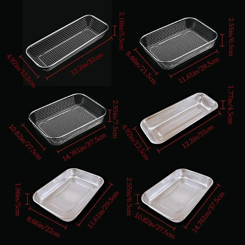 New Stainless Steel Washing basket Square Sink Strainer Colander Storage Baskets Storage Basket Handles Mesh Colander