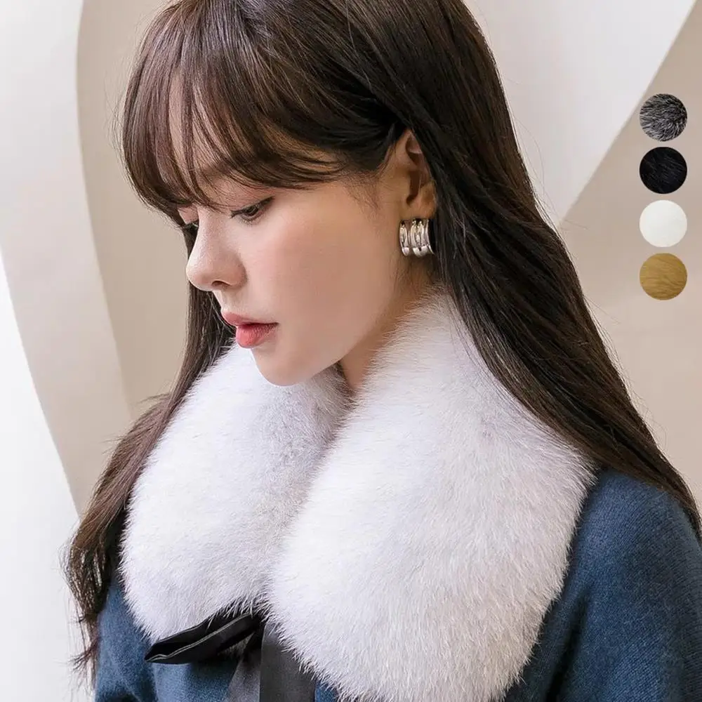 Ladies Faux Fox Fur Collar Scarf Women Detachable Furry Fur Neck Collar Winter Coat Shawl Hood Decor Furry Fur Scarf Neck Warmer