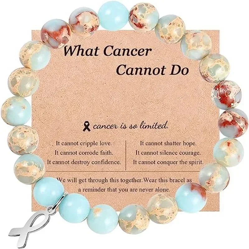 Breast Cancer Awareness Natural Stones Crystal Bracelet Message Card Jewelry fashion bracelet fashion jewelry
