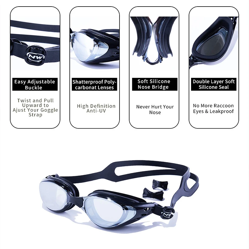 Professional Swimming Goggles Anti-Fog UV Adjustable Plating Men Women Waterproof Silicone Glasses Adult Eyewear swimming goggles