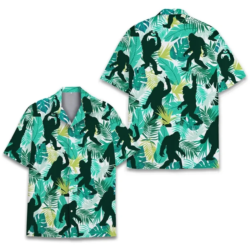 thumbnail image 1 of Nuevas camisetas de manga corta para hombre, divertidas, gorila, hibisco, holgadas y transpirables, camisetas hawaianas con estampado 3D, camisetas para fiestas en la playa, 1 of 5