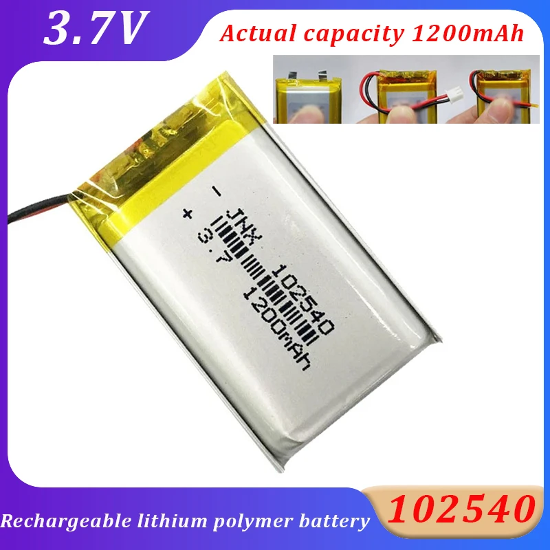 

New 3.7V Rechargeable Li-Polymer Battery 102540 1200mAh for Bluetooth MP4 VR Glasses Desk Lamp Power Tools Electric Toothbrush