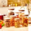 Glass Jar With Bamboo Lid Sealed Canister Food Storage Bottles Container Storage For Loose Tea Coffee Bean Kitchen Accessories 1