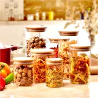 Glass Jar With Bamboo Lid Sealed Canister Food Storage Bottles Container Storage For Loose Tea Coffee Bean Kitchen Accessories 1
