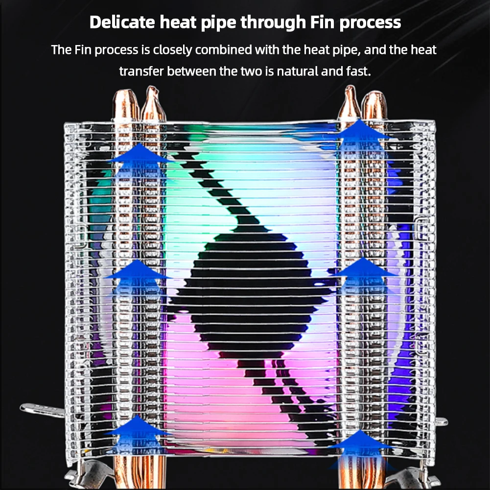 Ventilador de Refrigeração Cpu para Intel Cpu Cooler Heat Pipe Radiador do pc 3pin Pwm Rgb Silencioso Lga1150 1151 1155 1200 1366 Amd Am4 - Imagem 5