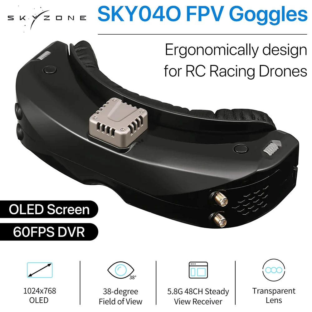 

SKYZONE SKY04O FPV Googles with DVR 5.8G 48CH 1024x768 SteadyView Receiver HD OLED Screen for RC Airplane FPV Racing Drone