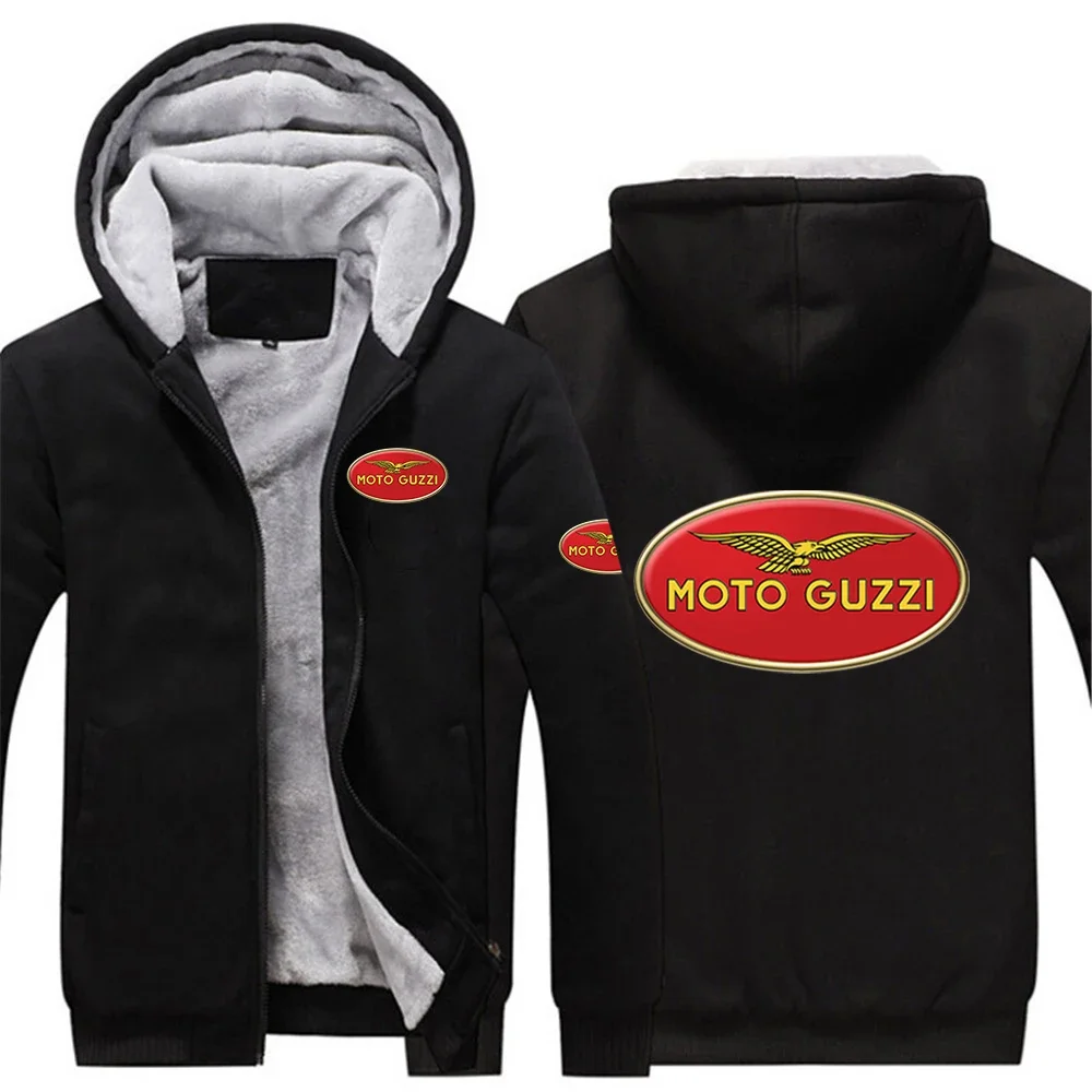 

MOTO GUZZI 2024 Autumn Winter New Arrival Thicken Hoodies Solid Color Splicing Men Clothes Long Sleeve Sweatshirts