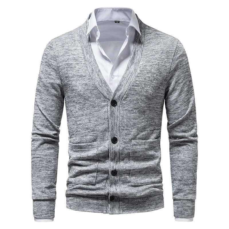 

Knitted Spring Neck Coats Tops Casual Sweater Knitwear Cardigan Autumn Color Men Jacket s Slim Solid