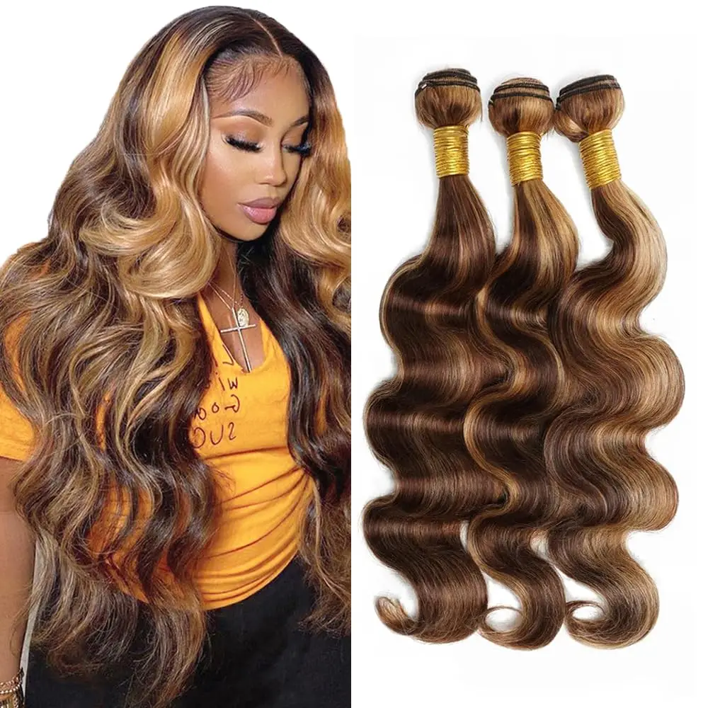 

Body Wave P4/27 Human Hair Bundles Bundle Hair Weave Weaves For Women 12A Remy Hair Wet And Wavy P4/27 Bundles 28 28 28 Inch