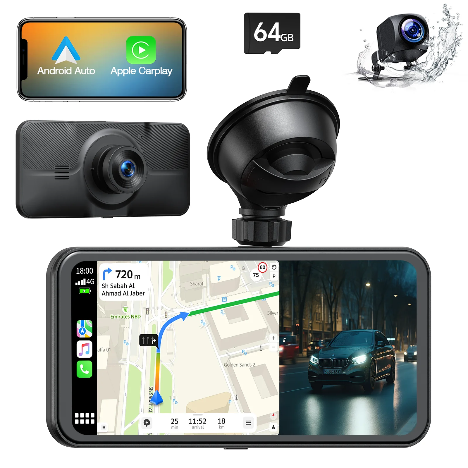 Tobard 4K Dashcam Autoradio Wireless Apple Car Play Android Auto Display Carplay Da 6.25 Pollici Con Fotocamera Posteriore 1080P Gps/Sirigoogle
