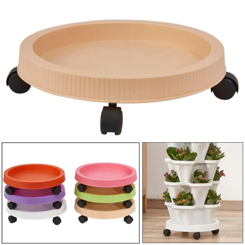 Plant Stand Pot Trolley with Wheels Movable Plant Caddy Potted Flower Mover for Flower, Vegetable Home Furnishing