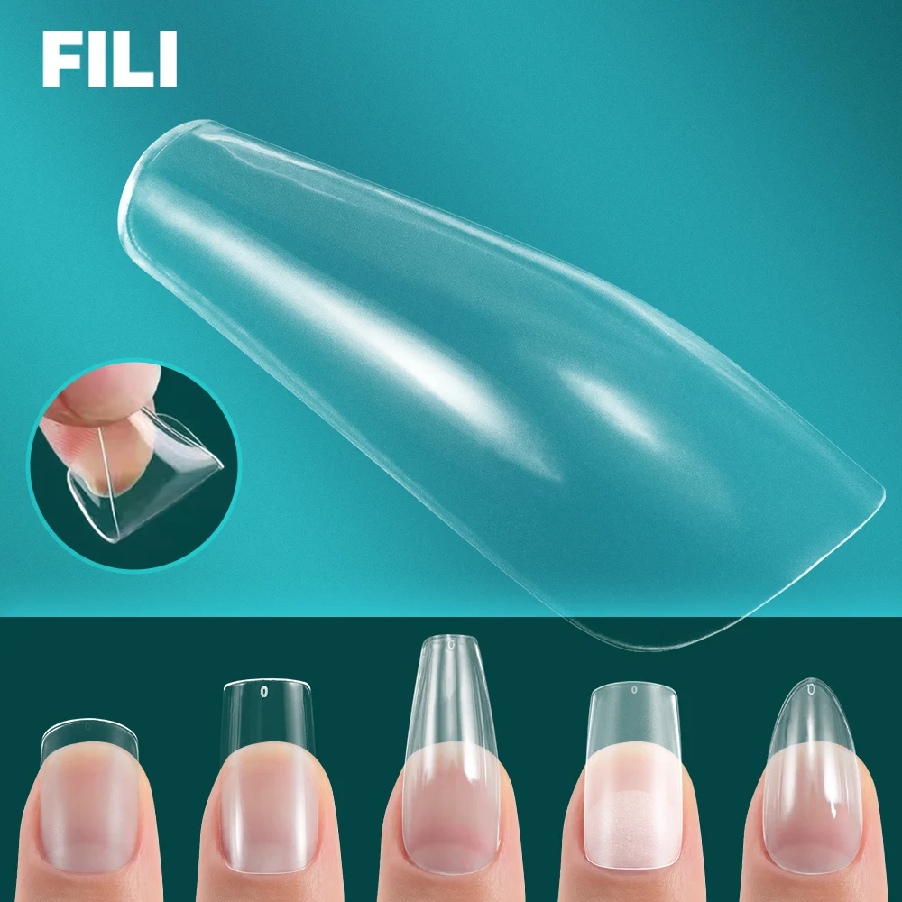 Fili 120Pcs Capsula Artificiale Per Unghie Finte Americaine Gel X S/M/Xl/Xxl Mandorla/Stiletto/Unghie Finte Quadrate Punte Per Unghie Bara Francese