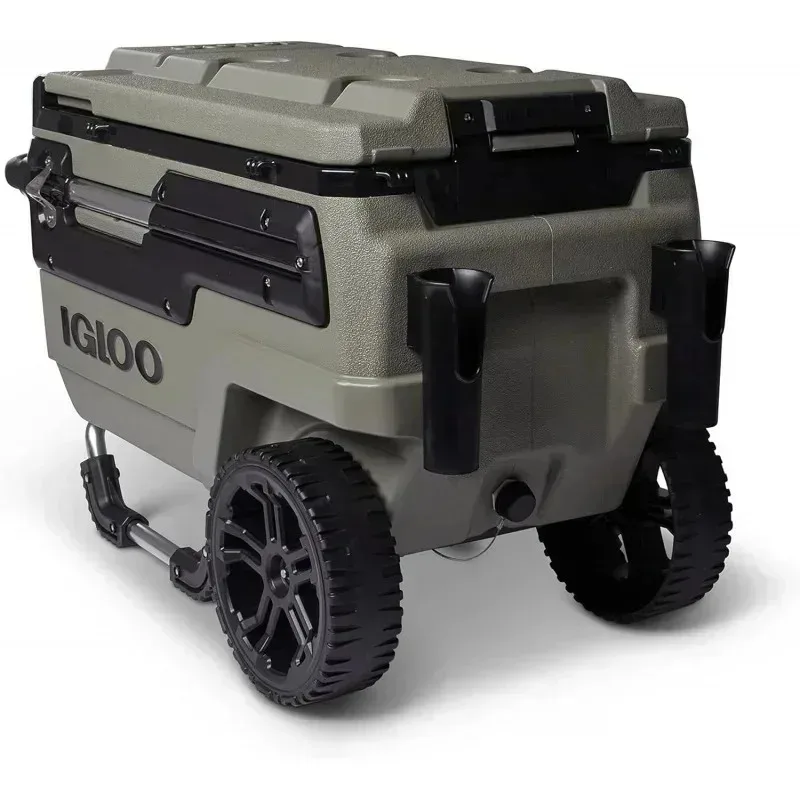 Igloo 70 Qt. Premium Trail mate Wheeled Rolling Cooler, Olive Green, 3
