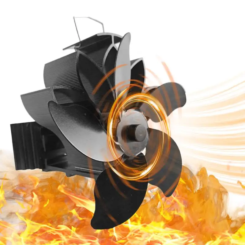 

Wall Mounted 5-Blade Fireplace Fan Non Electric Heat Powered Wood Burning Stove Fan 5 Propeller Fireplace Blower Accessories