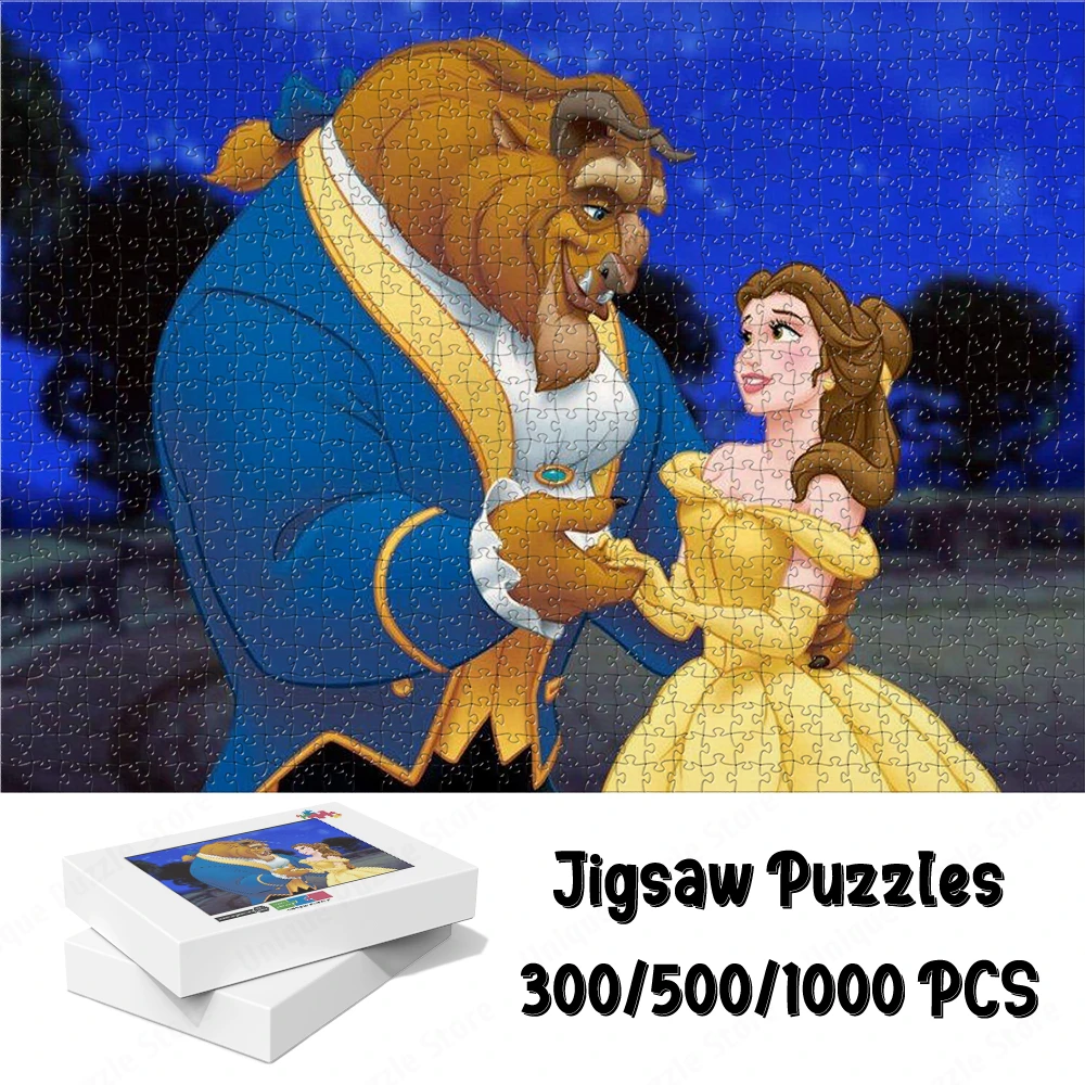 Beauty and The Beast Cartoon Series Puzzle Disney Princess Unique Design Family Game for Kids Adults Romantic Night Dance Toys disney belle princess diy large puzzle game toys gift cartoon series jigsaw puzzles beauty and the beast disney dance kids toys