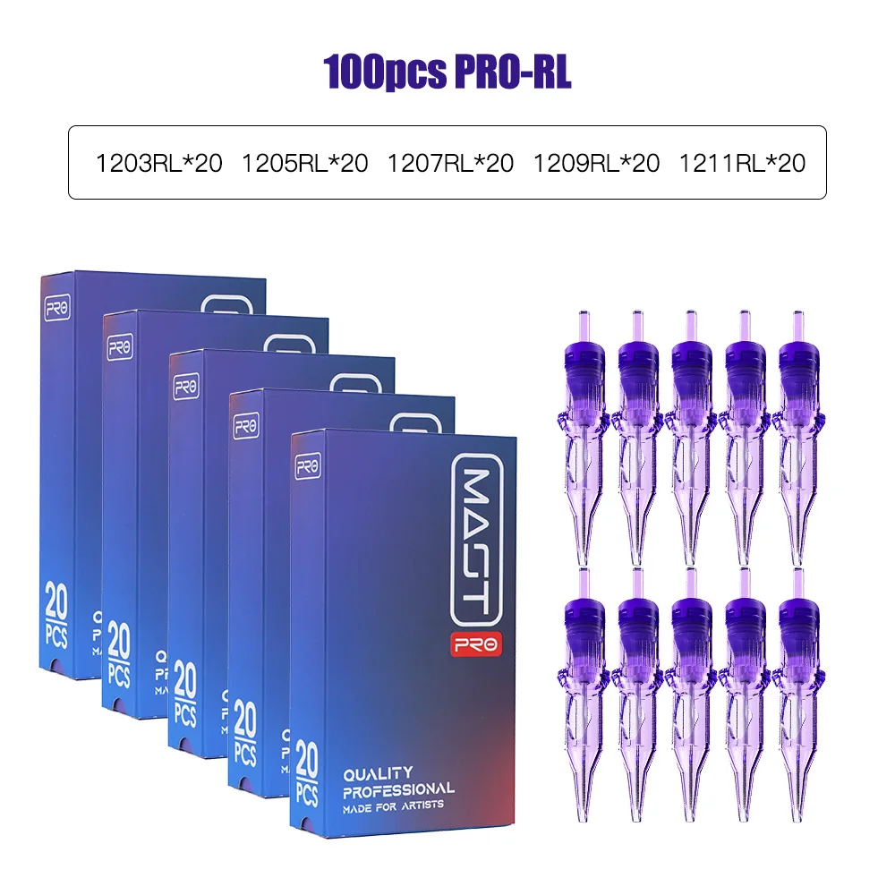

100pcs/Lot Sterilized Tattoo Needle Cartridge Supply Makeup Permanent Needles Round Liner 0.35mm RL Needle Cartridge Mixed