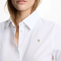 CH mode femmes chemise de haute qualité marque lettre étiquette accessoires pur blanc 2025 nouvelles femmes Sexy à manches longues chemise 4