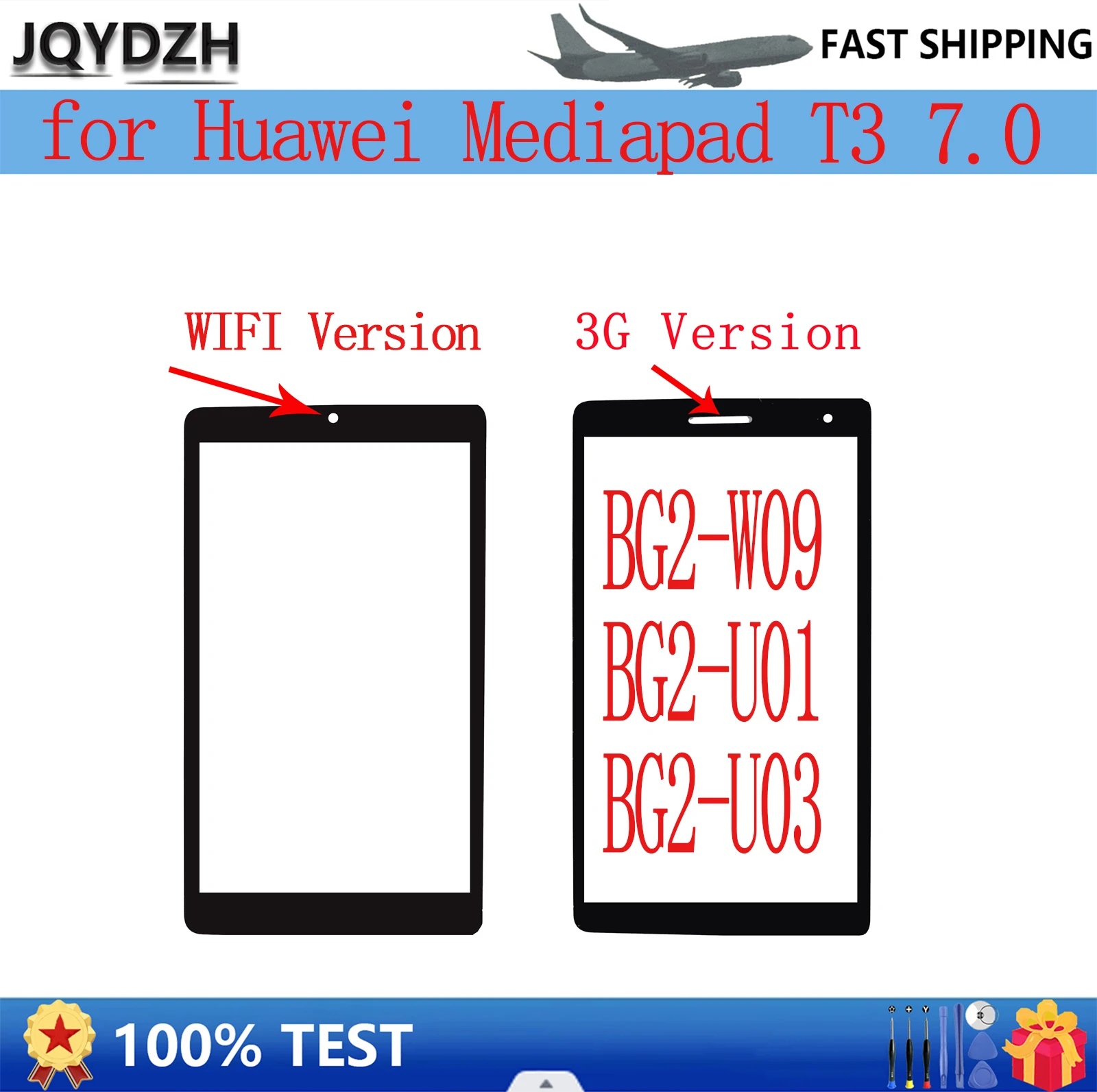 

JQYDZH For Tested front glass outer glass lens panel replacement for Huawei Mediapad T3 7.0 BG2-W09 BG2-U01 BG2-U03 3G Wifi