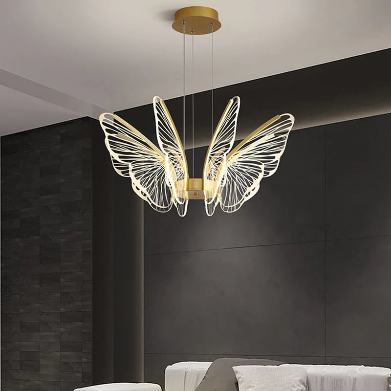 

New Modern Chandelier New Simple Acrylic Butterfly Lamps Home Ceiling Children's Room Bedroom Living Room Lighting