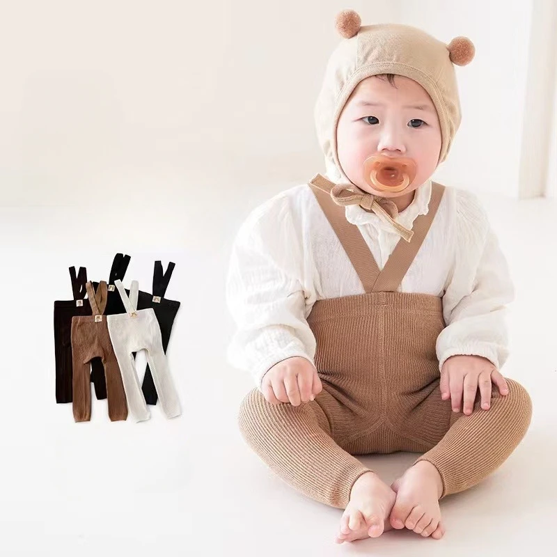 Baby Trousers Cotton Pants Baby Leggings 0-3Y Cute Solid Newborn Baby Autumn Winter Warm Tights Pantyhose Cotton Knitting Girls Boys Soft Cotton Suspender Bottom Pants