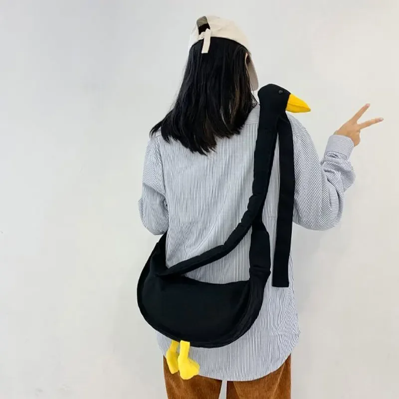 Silly Goose Bag Girls Canvas Diagonal Cross Bag Cute Duck Tote Youth Fashion Casual Version Shoulder Bags Women Messenger Packs