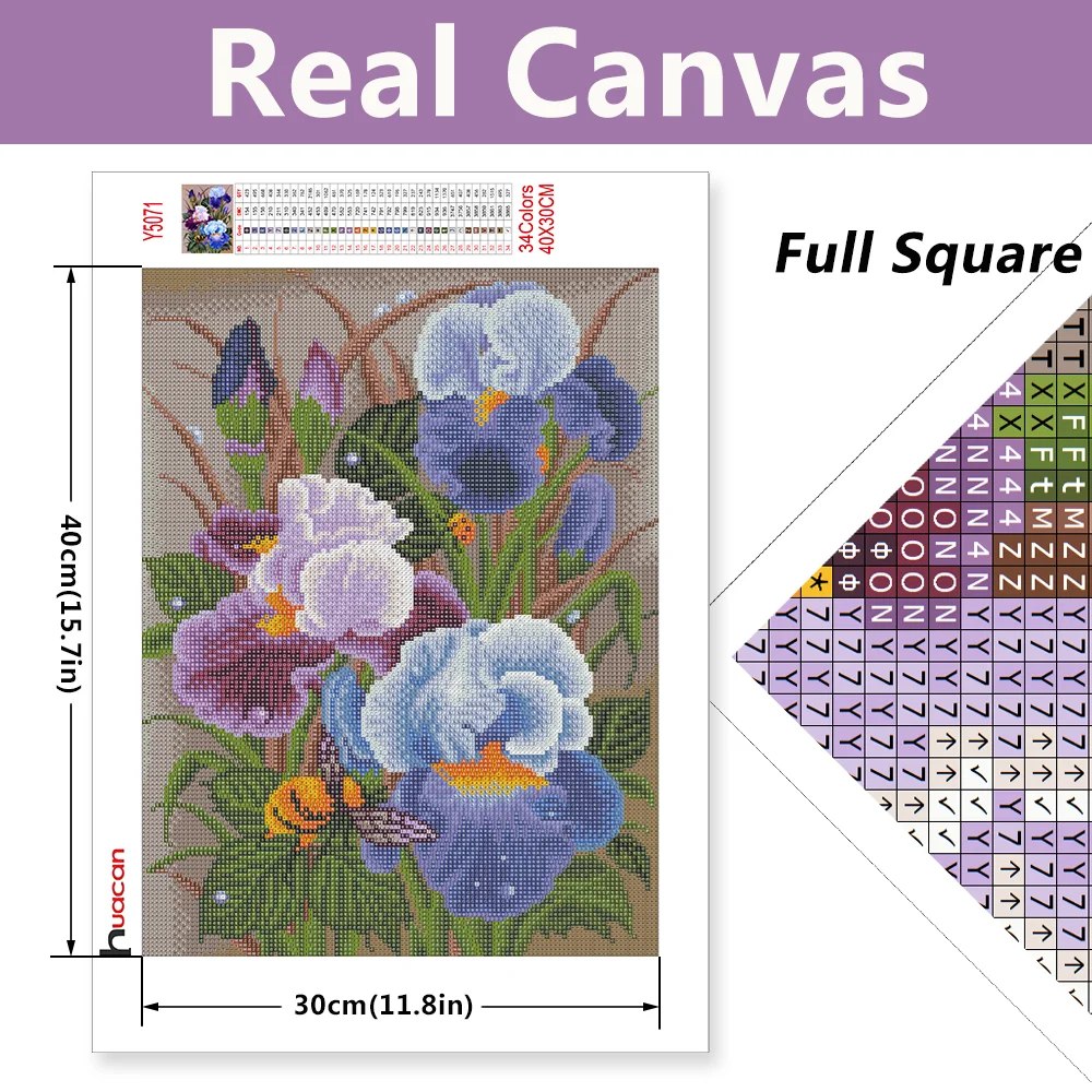 Diamond Painting Huacan Diamond Embroidery Flower Picture By Rhinestones Floral Full Square Drill Mosaic Home Decoration