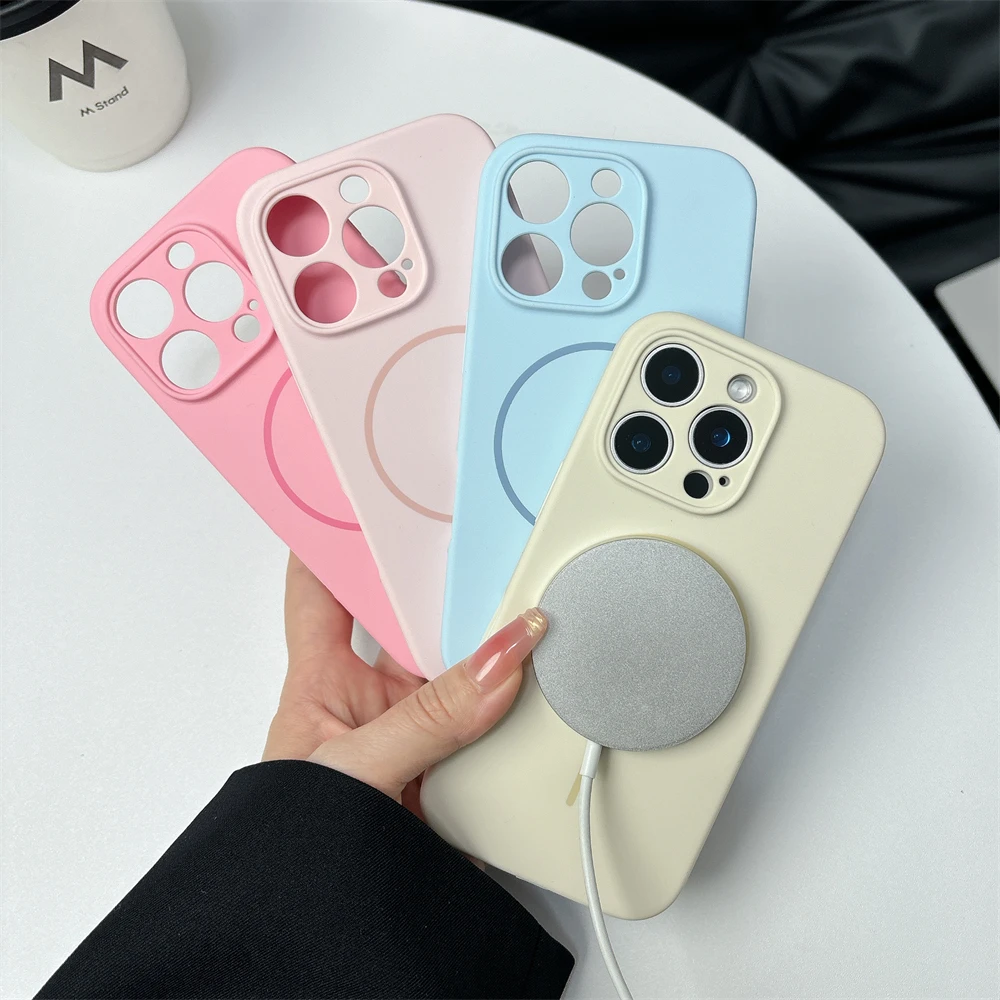 Magnetic Liquid Silicone Phone Case with Wireless Charging and Camera Protection