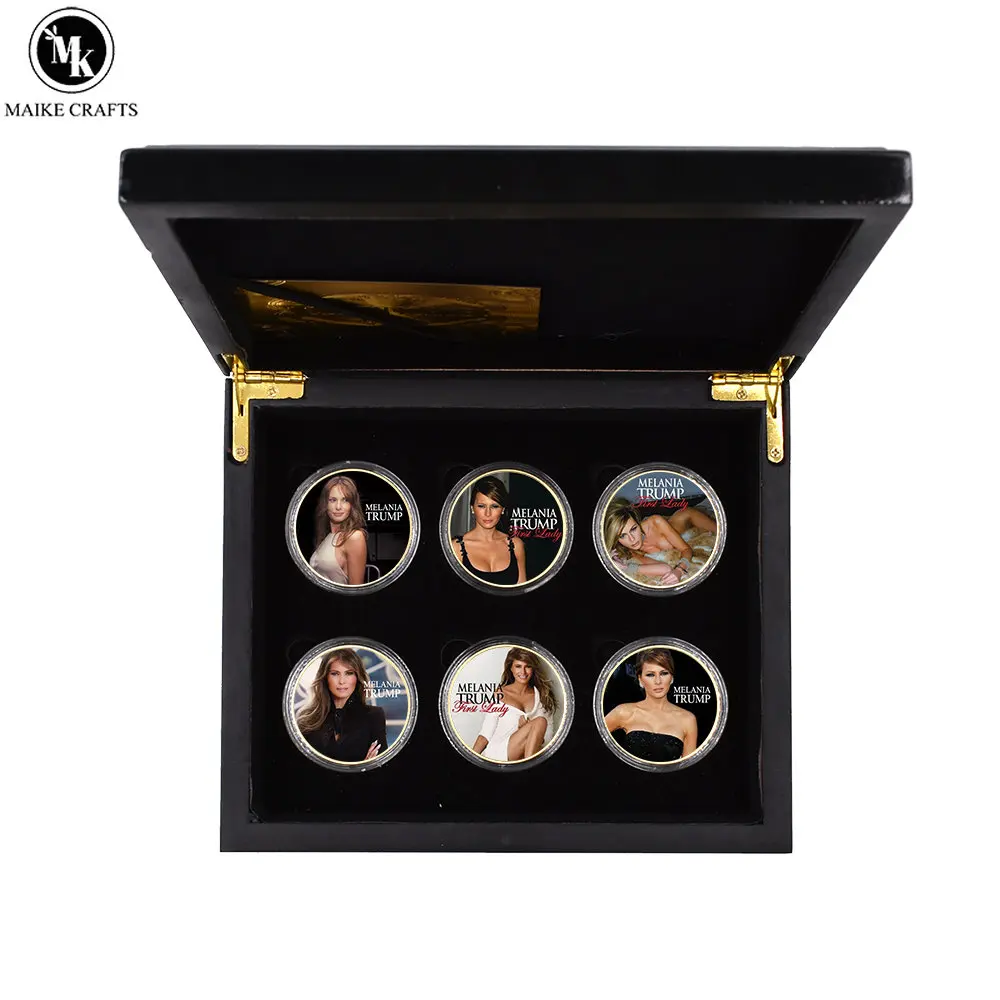

7pcs/set Melania Trump Commemorative Coin Gold Plated American Eagle Craft Decorative Coin Collection Commemorative Coin Gift
