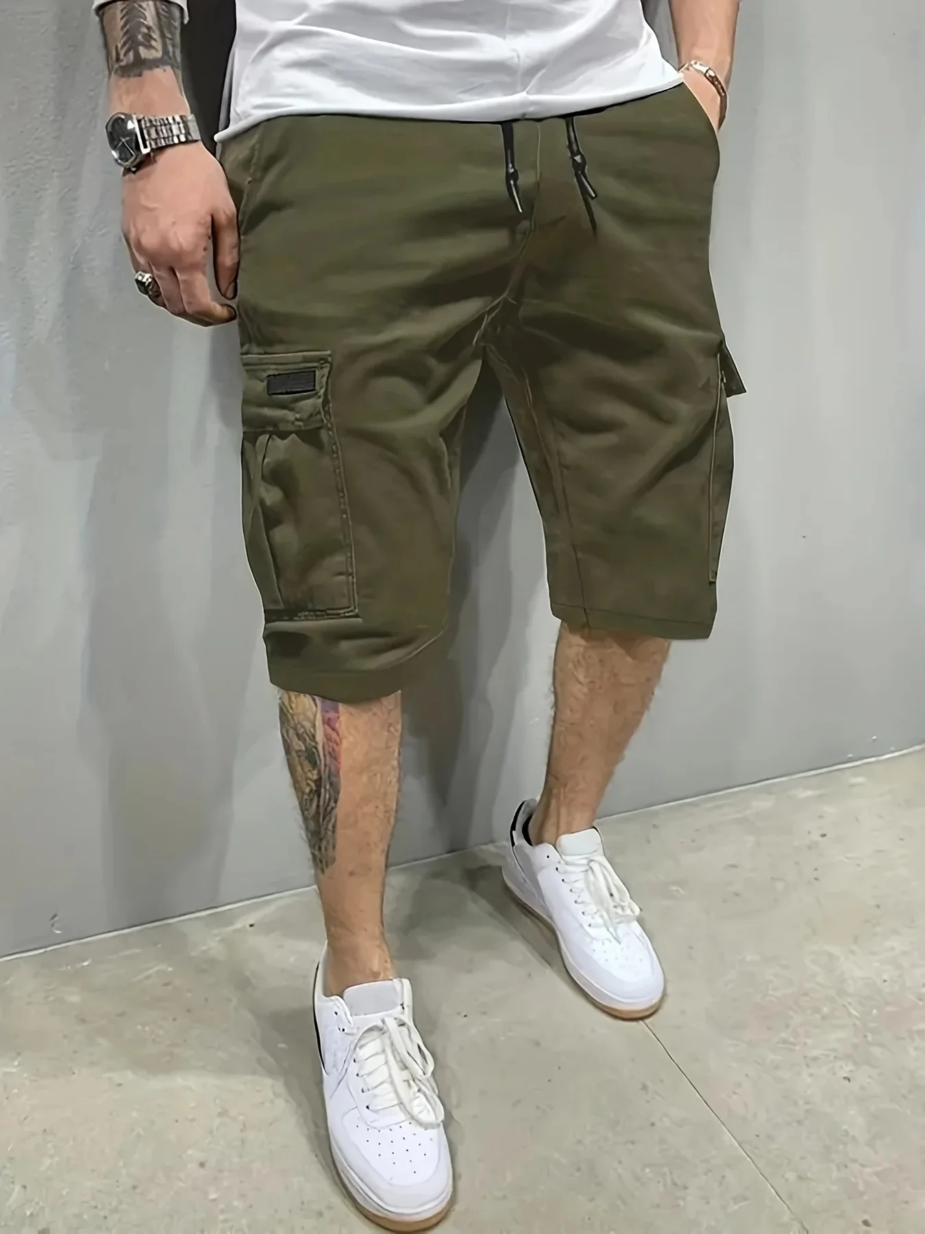 US Plus Size Cargo Shorts Men's Fashion Summer Ins Casual Big Size Pants Students Trend Port Wind Gym Pants Outwear Men 3