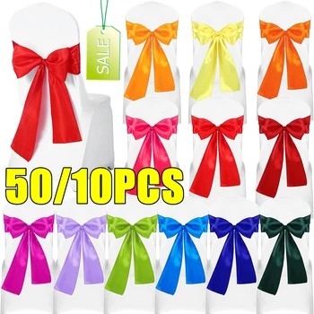 Ceintures de chaise en Satin, nœuds en or Rose, rubans de couverture de chaise pour mariage, Banquet, fête, réception-cadeau pour bébé, décorations d'événements, cadeaux, nouvelle collection 10/50 pièces 1