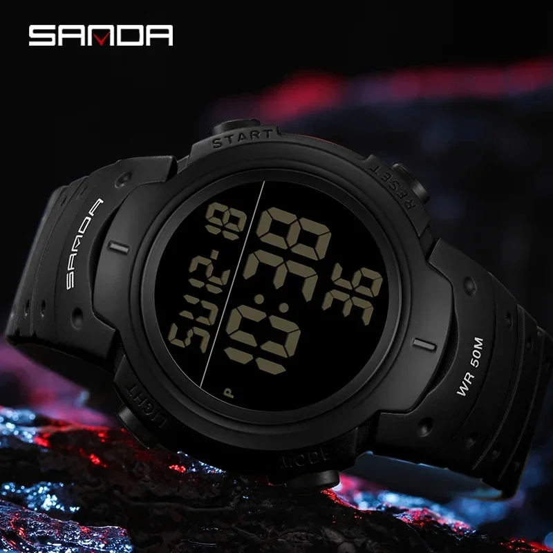SANDA 269 Luxury Military Digital Watch for Men Waterproof Sports LED Display Electronic Digital Mens Wristwatches Alarm Relogio