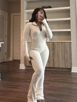Elegant Sports Women Clothing Sales Long Sleeve Tops Flare Pants 2 Two Pieces Sets Tracksuit Streetwear Jogging Leggings Outfits 1