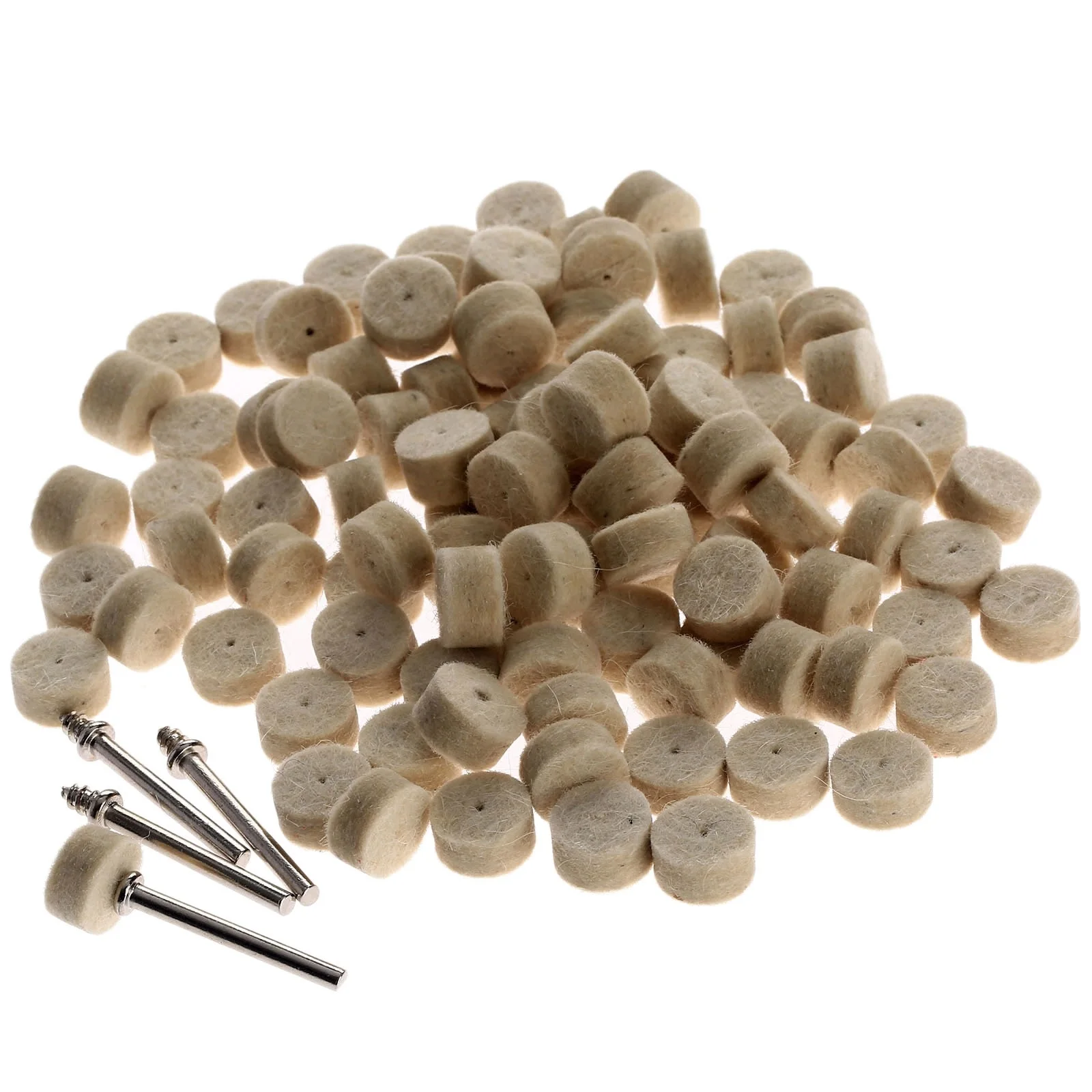 [qwwq] 100 Cái Đánh Bóng Dạ Nỉ Miếng Đệm 13Mm + 4 Cái Chuôi Để Mài Bánh Xe Đánh Bóng 3.2 Mm Trục Hướng Tâm Cho Máy Dremel Dụng Cụ Xoay