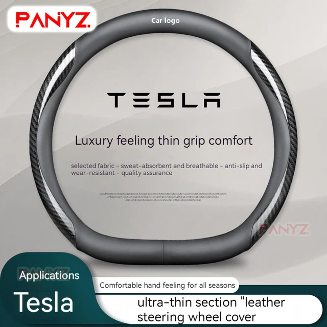 For Tesla Model 3 Model X Model S Model Y 2021 2022 2023 car Tesla Car Suede Carbon Fiber Leather Steering Wheel Cover 2