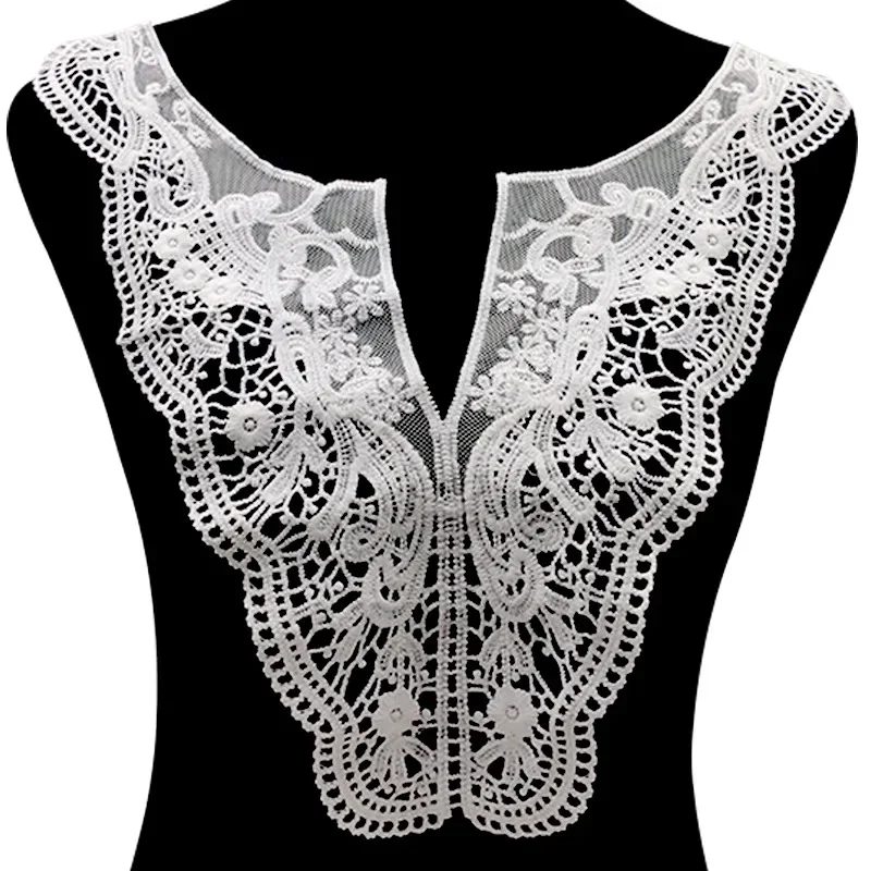 Water Soluble Lace Collar Milk Silk Embroidery Hollow out Chest Flower Fake Collar Mesh Stitching for Men Women Children Baby