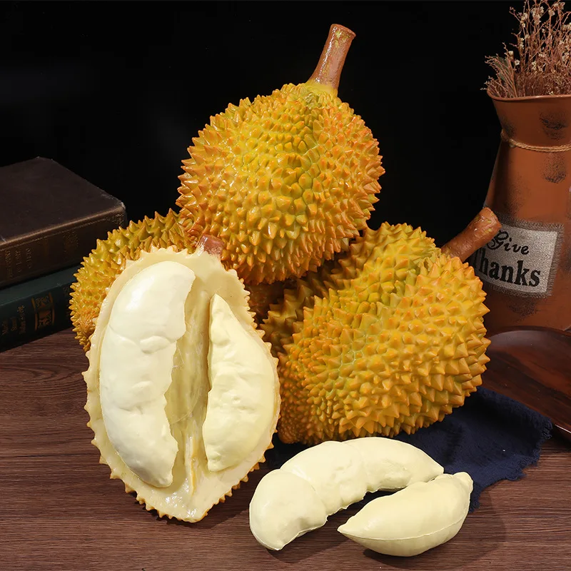 Simulazione Durian Fruit Plastic Soft Durian Meat Cat Mountain King Fake Durian Model Shop Display